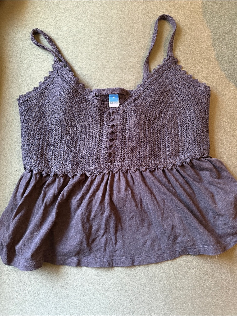 Old Navy Mauve Crochet Peplum Camisole